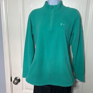 Under armor quarter zip fleece pullover. Small. Green.